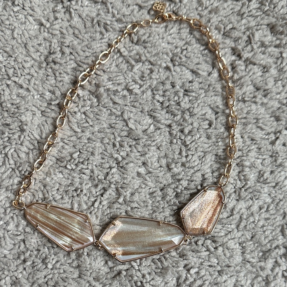 Kendra Scott Gold Necklace with Iridescent Stones (Reversible)